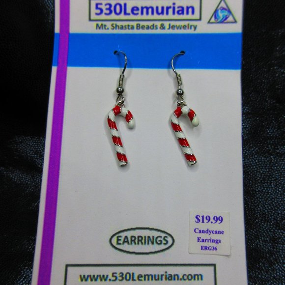 CandyCanes Christmas Festive Dangle Earrings - Picture 1 of 3